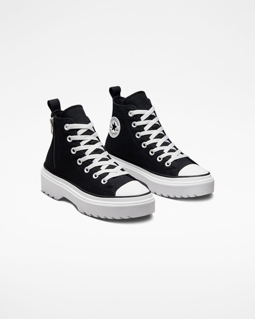 Girls' Converse Chuck Taylor All Star Lugged Lift Canvas High Top Platform Shoes Black / White | AU 1C85EH